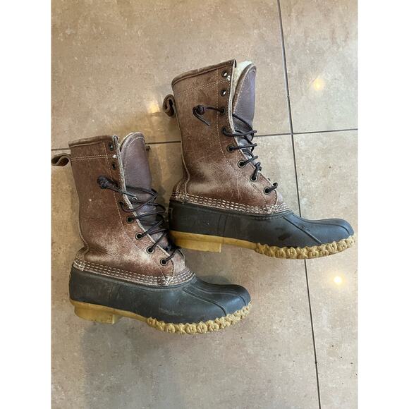 L.L. Bean Shoes - L.L. Bean Leather Shearing Fur Insulated Duck Boots Women 6 Winter Warm Outdoor